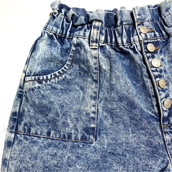 AERO Blue Paper Bag Button Fly Rolled Up Hem Jean Short Size Medium - Picture 3 of 12